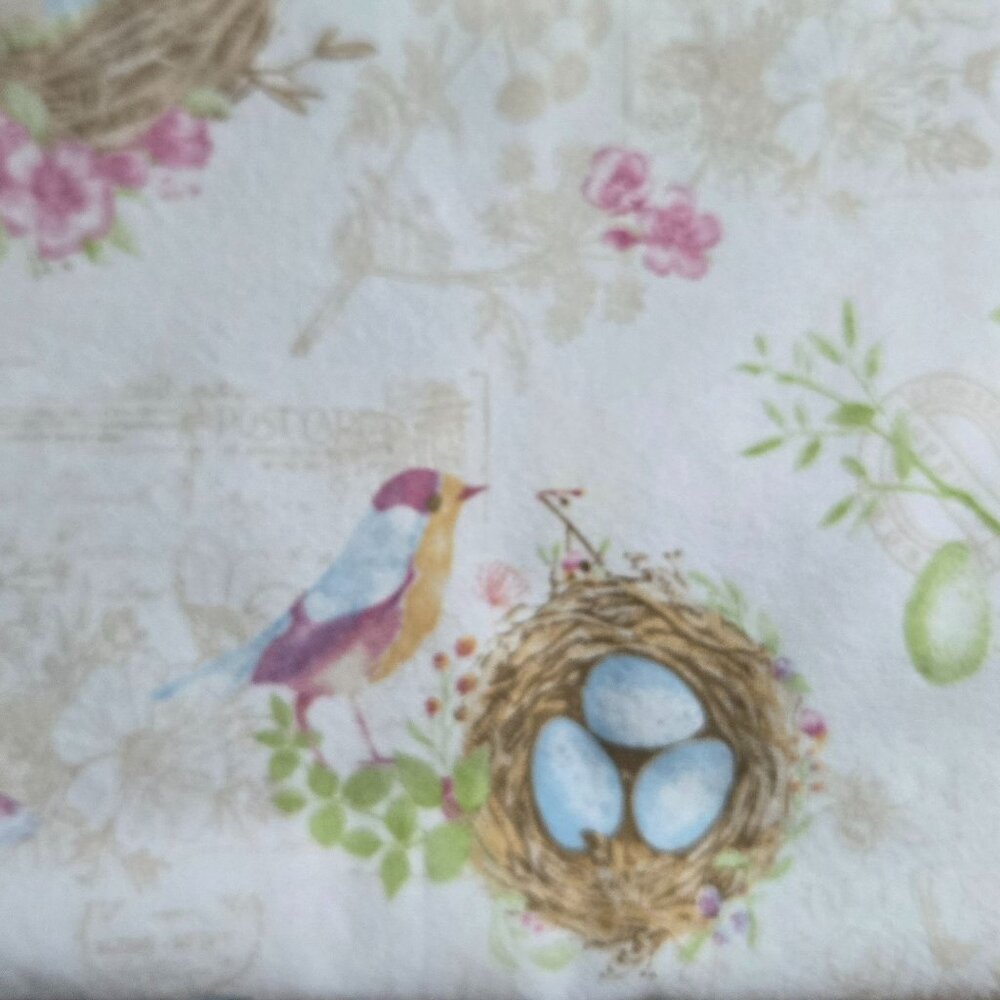 Bird Nest and Flower Cotton Tablecloth by Shabby Chic